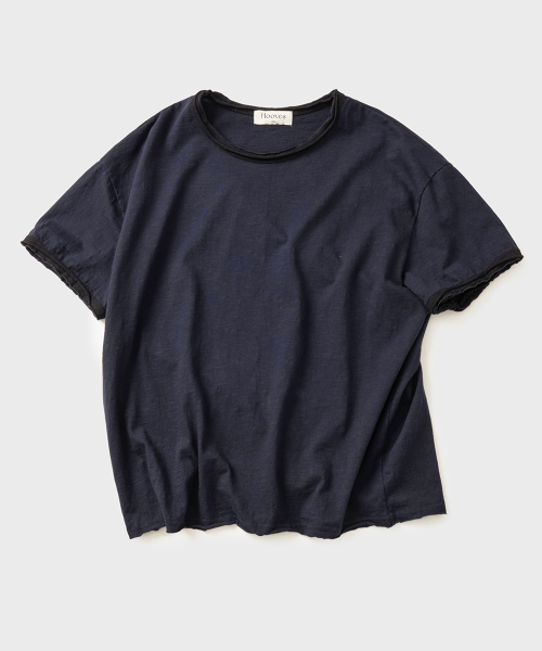 HOOBS Layered Slub Crop Short Sleeve T-Shirt [Navy] HVS26-TS97