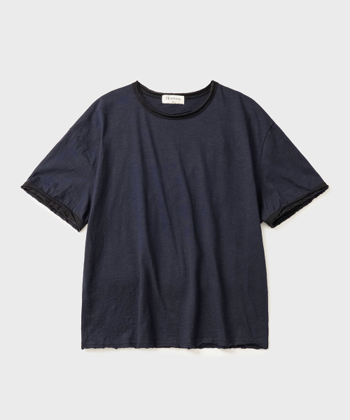 Order HOOBS Layered Slub Crop Short Sleeve T-Shirt [Navy] HVS26-TS97