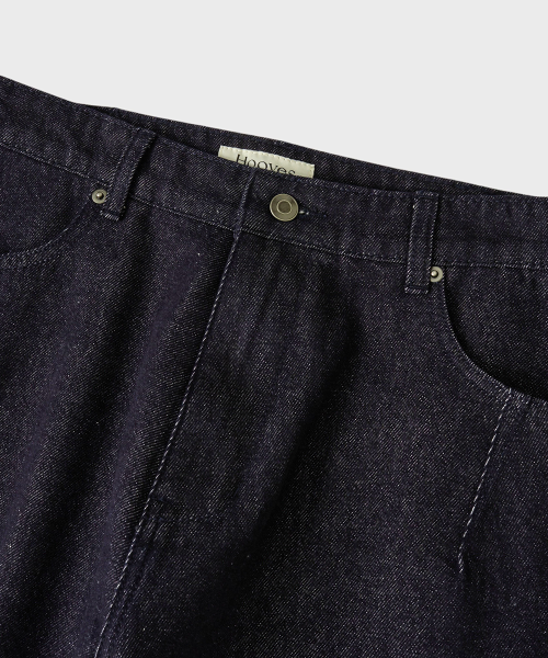Shop HOOBS Leather Pocket Curved Denim Pants [Non-Fade Indigo] HVS26-PT31
