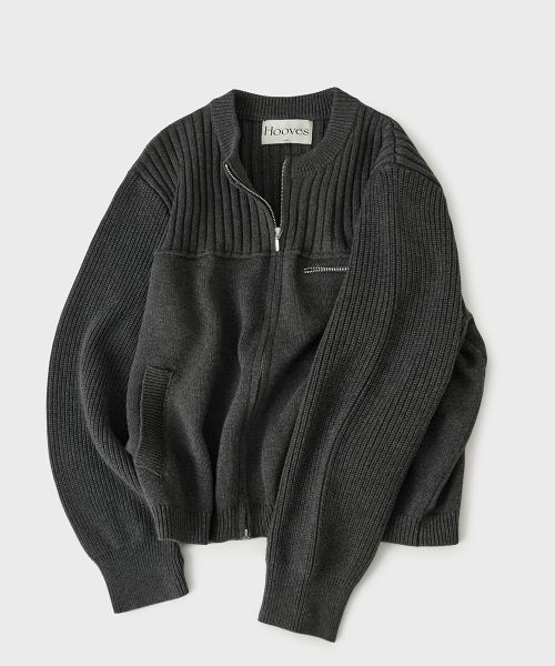 Hoobs Multi Ribbed Zip-Up Knit [Charcoal] HVS26-KN20