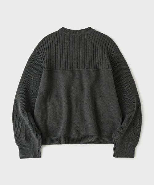 Order Hoobs Multi Ribbed Zip-Up Knit [Charcoal] HVS26-KN20