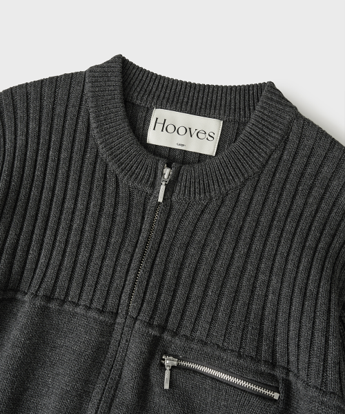 Lookbook Hoobs Multi Ribbed Zip-Up Knit [Charcoal] HVS26-KN20