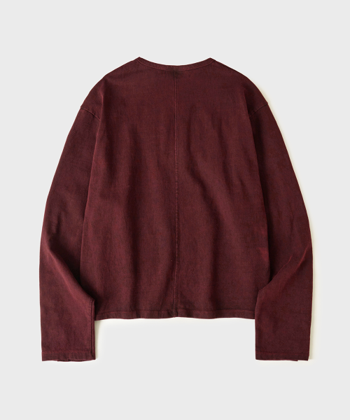 Order Hoobs Over-Dyed Eyelet Crop Long Sleeve [Dye Red] HVS26-TS71