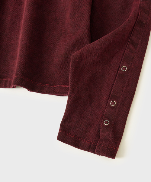 Shop Hoobs Over-Dyed Eyelet Crop Long Sleeve [Dye Red] HVS26-TS71