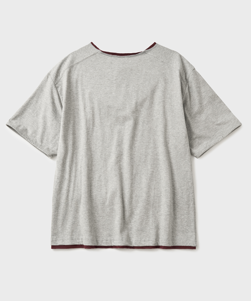 Lookbook HOOBS Overlap Henley Neck Crop Short Sleeve Tee [Melange Grey] HVS26-TS99