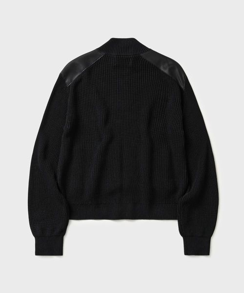 Lookbook Hoobs Panel Leather Ribbed Zip-Up Jacket [Black] HVS26-KN31