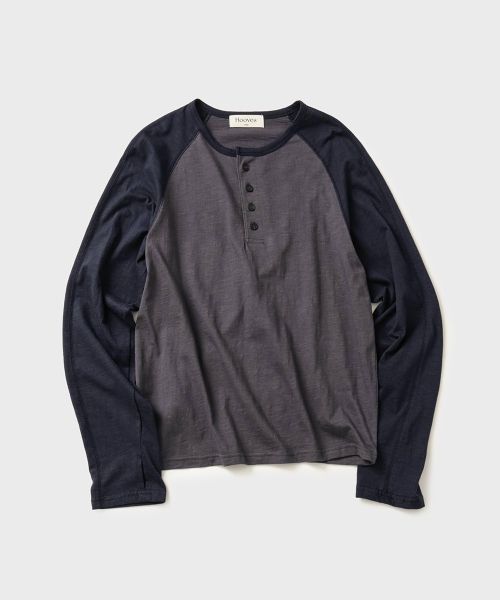Order Hoobs Raglan Henley Neck Long Sleeve [Blue Charcoal] HVS26-TS121