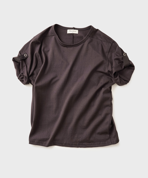 HOOBS Roll-Up Sleeve Cropped T-Shirt [Purple Charcoal] HVS26-TS84
