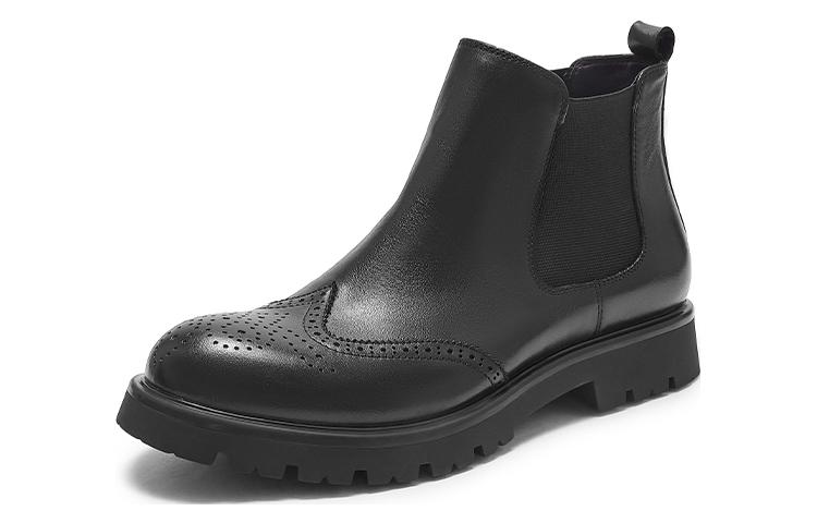 Order 熱風切爾西靴「頭層牛皮黑色」 H93M2810