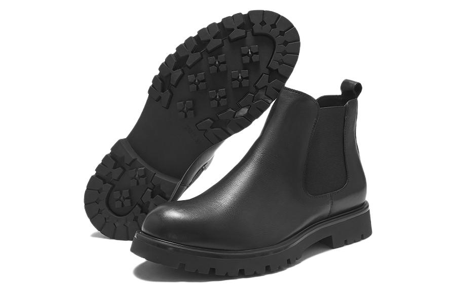 Shop Hotwind 切爾西靴 '頭層牛皮時尚休閒黑' H93M2809