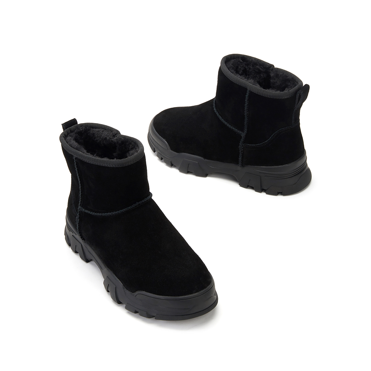 Shop 핫윈드 소가죽 두꺼운 밑창 지퍼 '심플 트렌드 스노우 부츠' H89M0401