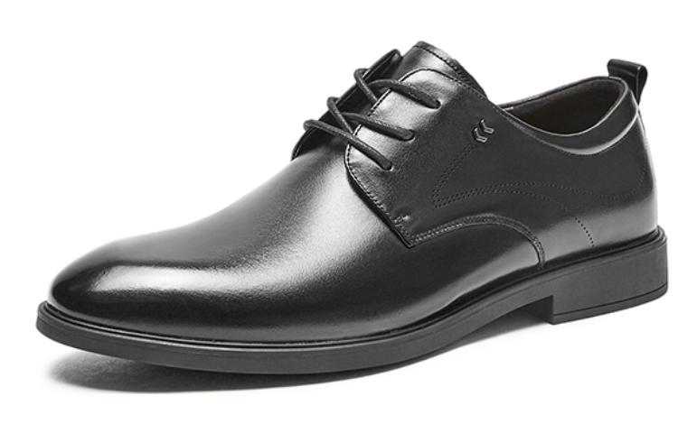 Order 热风时尚休闲德比鞋“黑色皮革” H43M3506
