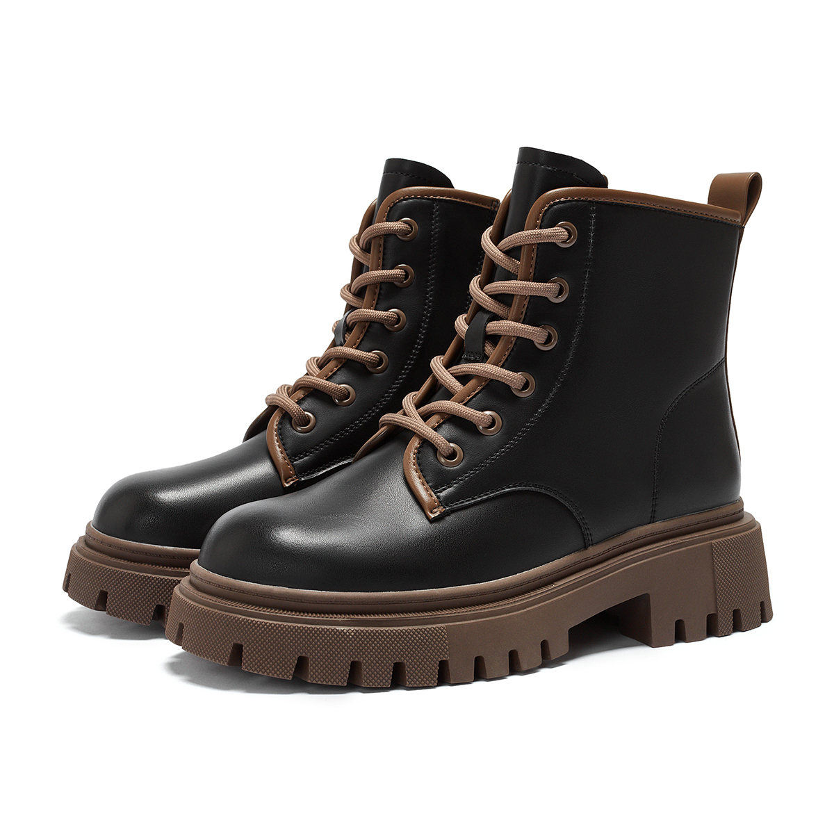 Lookbook 热风真皮舒适系带增高5cm女士短马丁靴 H81W3805