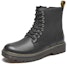 Order Hotwind Leather Round Toe Fashion Mid-Calf Martin Boots 'Black' H95M2803
