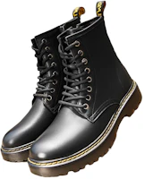 Shop Bottes Martin noires mi-mollet en cuir à bout rond Hotwind H95M2803