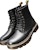 Hotwind Leather Round Toe Fashion Mid-Calf Martin Boots 'Black' H95M2803