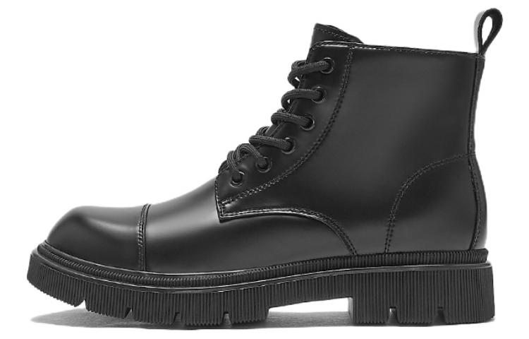 Hotwind PU Casual Lace-up Round Toe Martin Boots 'Black' H96M2808