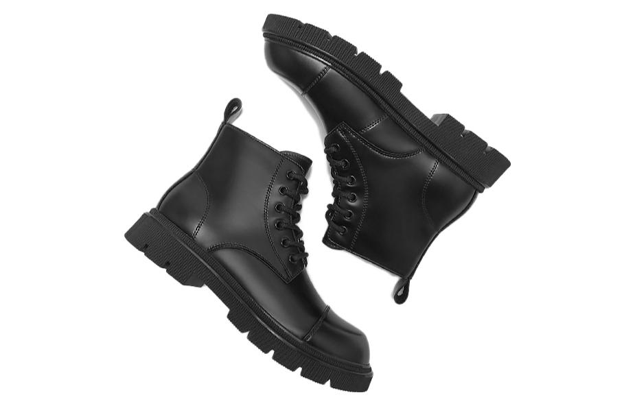 Shop Hotwind PU 休閒綁帶圓頭馬丁靴『黑色』 H96M2808