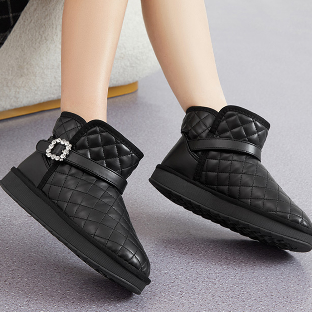 Order Hotwind PU Kasual Plaid Rhinestone Trendy But Salji Pendek ''Gaya Wanita'' H89W2P05