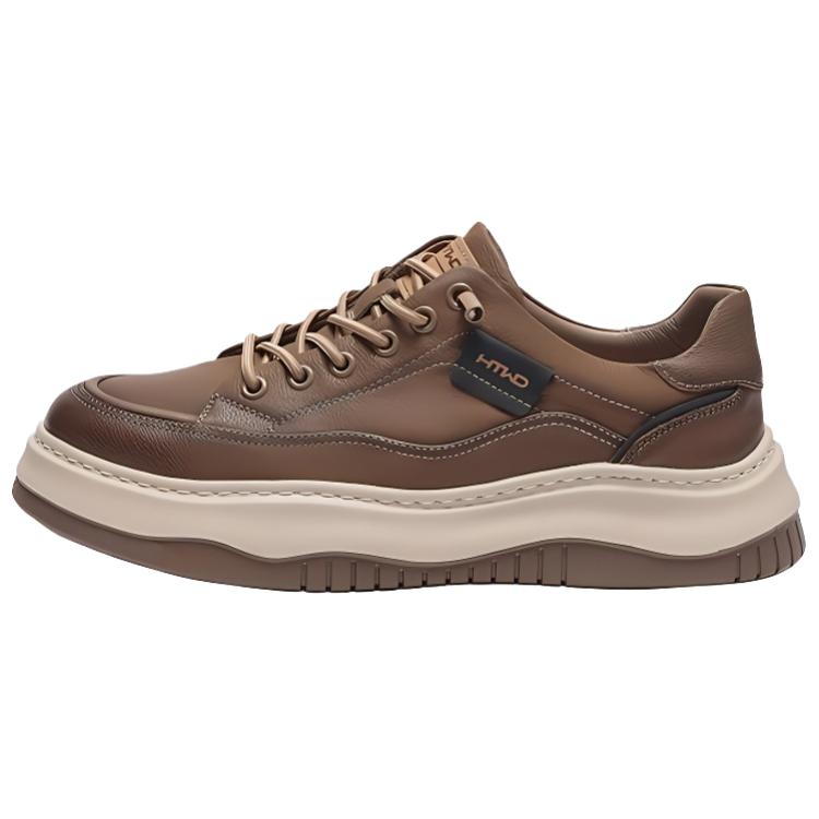 Hotwind Retro Brown Low-Top Leather Skate Shoes for Men H13M4322