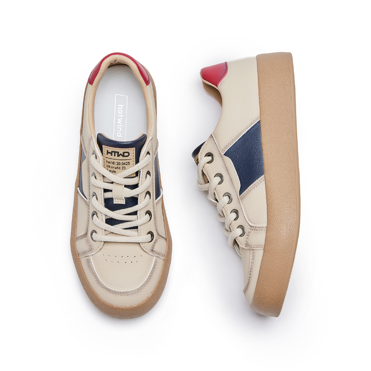 Cheap 핫윈드 레트로 컴포트 라운드 토 레이스업 클래식 로우탑 H14M3717