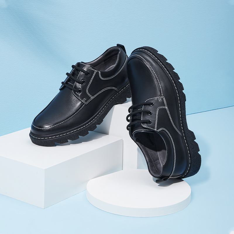 Lookbook Hotwind Kasut Kulit Tumit Tebal Hujung Bulat ''Hitam'' H20M1102