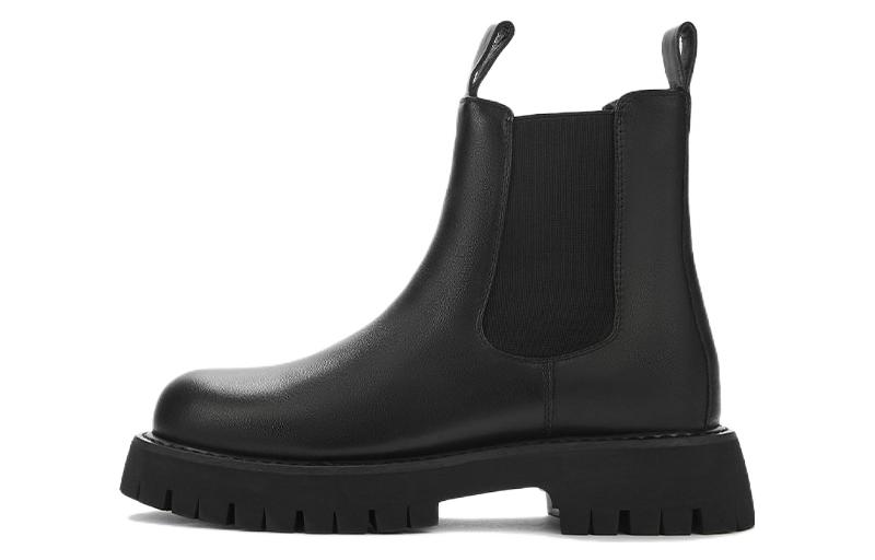 Hotwind Top Grain Leather Fashion Casual All-Match Chelsea Boots 'Black 4.5cm' H95M1455