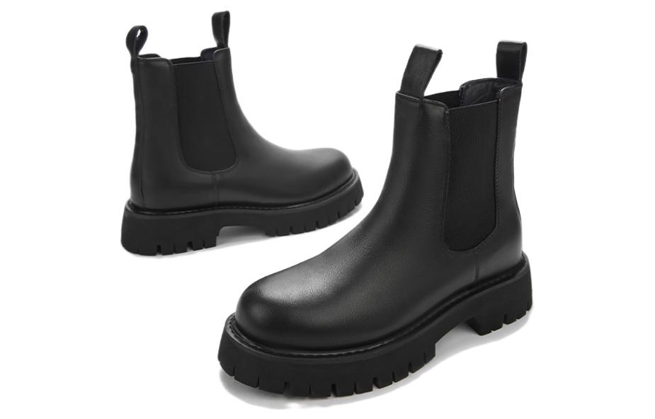 Shop Hotwind Sepatu Chelsea Kulit Asli Kasual 'Hitam 4.5cm' H95M1455