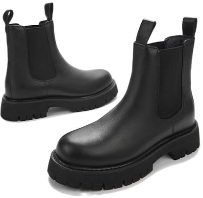 Hotwind Top Grain Leather Fashion Casual All-Match Chelsea Boots 'Black 4.5cm' H95M1455 Shop Hotwind Top Grain Leather Fashion Casual All-Match Chelsea Boots 'Black 4.5cm' H95M1455