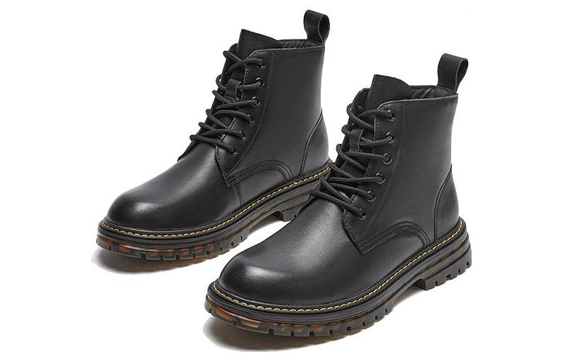 Lookbook Botas Martin Negras de Piel de Vaca con Cordones y Punta Redonda para Hombre H95M2850