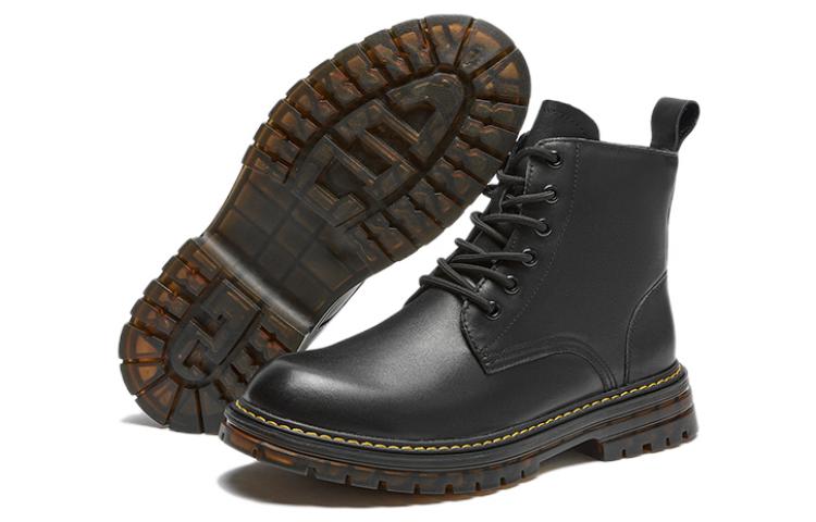 Shop Botas Martin Negras de Piel de Vaca con Cordones y Punta Redonda para Hombre H95M2850