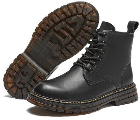 Botas Martin Negras de Piel de Vaca con Cordones y Punta Redonda para Hombre H95M2850 Shop Botas Martin Negras de Piel de Vaca con Cordones y Punta Redonda para Hombre H95M2850