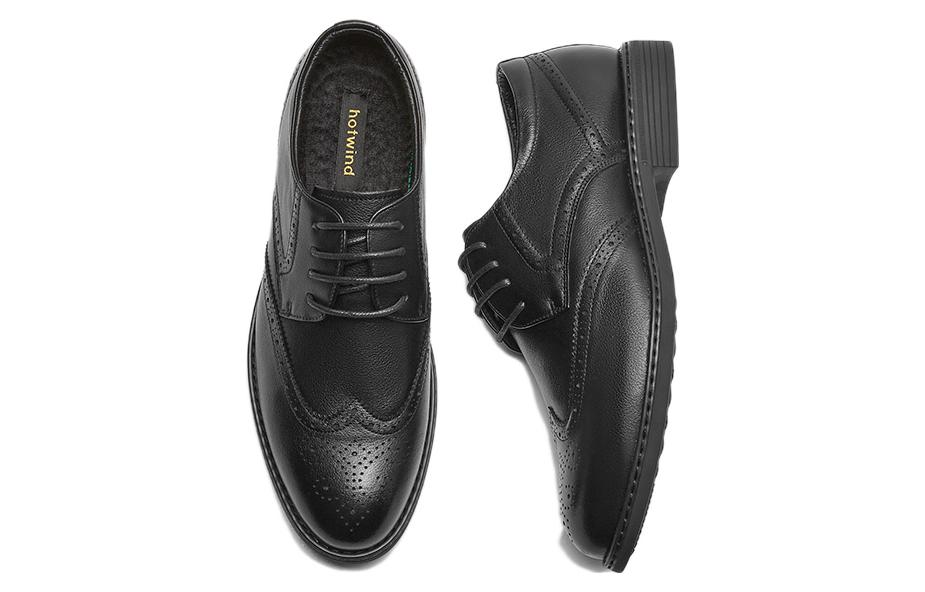 Shop ホットウィンド 牛革 断熱フリース ファッションコンフォート ドレスシューズ 'ブラック' H93M2816
