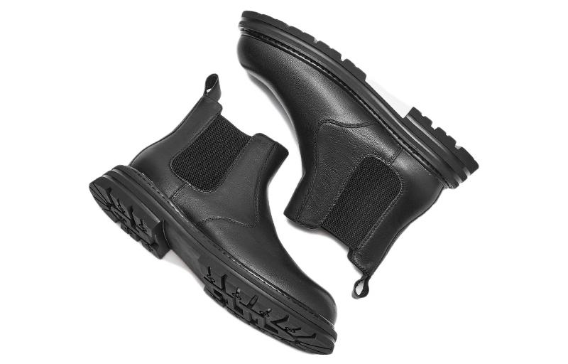 Shop Hotwind 頂層牛皮休閒鞋 '黑色切爾西靴' H95M2833