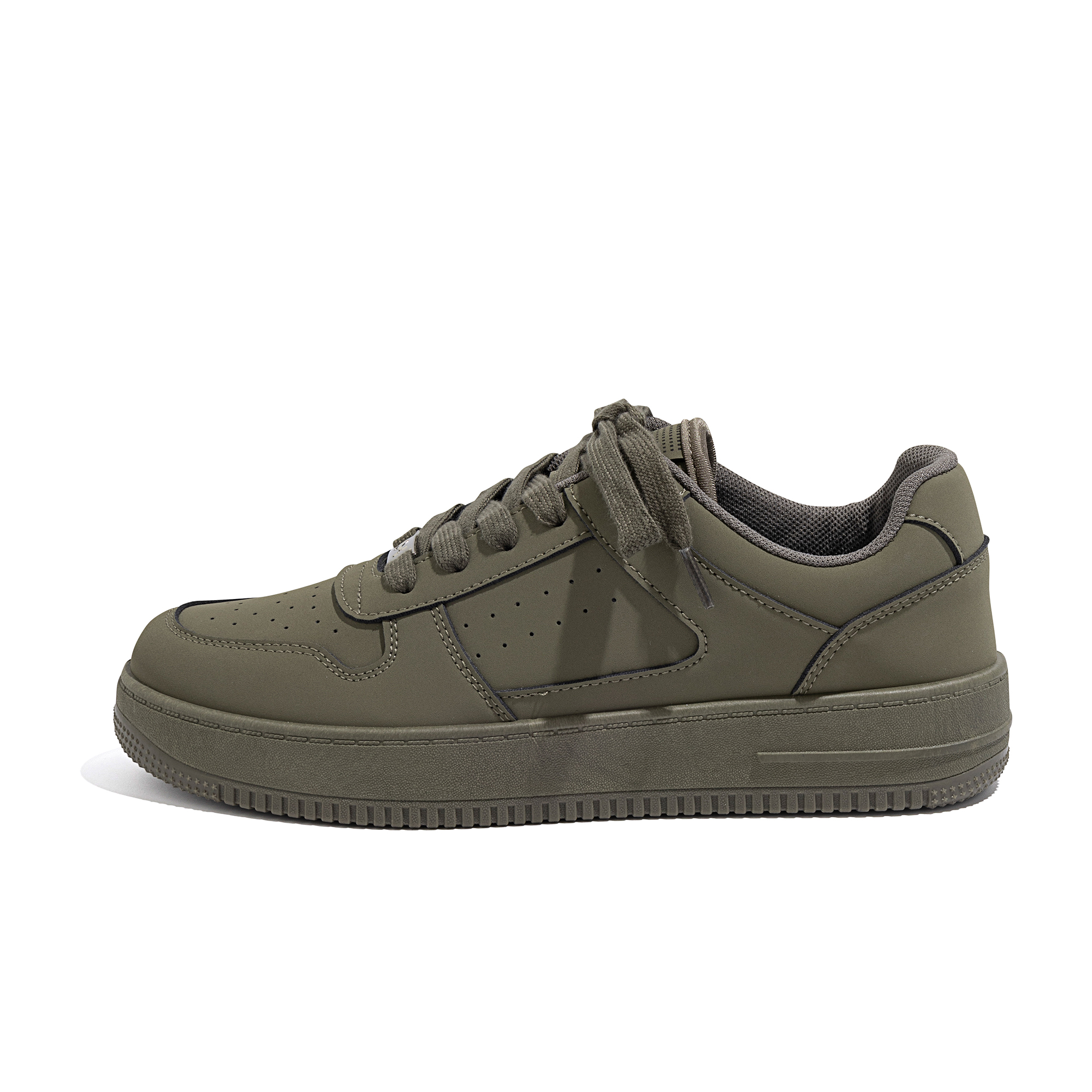 HUANQIU Army Green Retro Casual Low-Top Sneakers Men’s Thick Sole Shoes ZHQ-HY096 Army Green