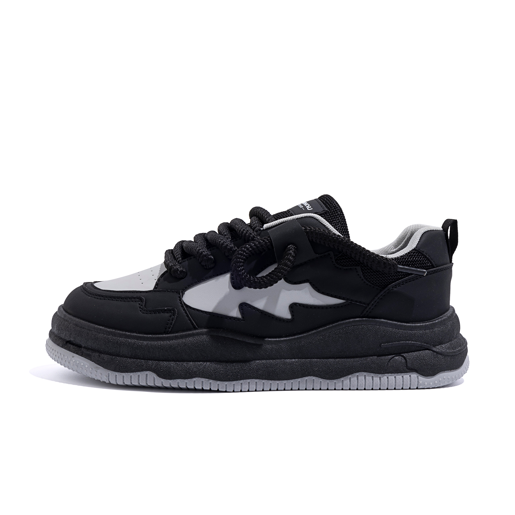 HUANQIU Black Low-Top Casual Skate Shoes - Anti-Slip & Comfortable ZL8801 Black Gray