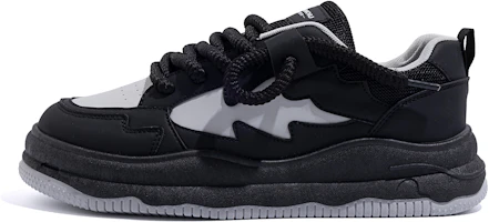 HUANQIU Black Low-Top Casual Skate Shoes - Anti-Slip & Comfortable ZL8801 Black Gray HUANQIU Black Low-Top Casual Skate Shoes - Anti-Slip & Comfortable ZL8801 Black Gray