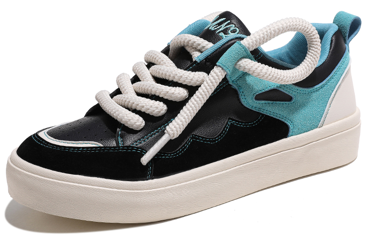 Order 環球 HUANQIU 休閒百搭 防滑耐磨 低幫 板鞋 男款 黑湖藍