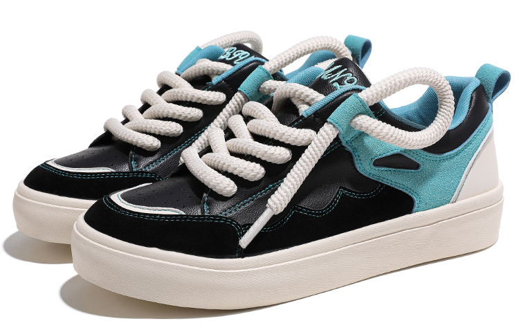 Lookbook 環球 HUANQIU 休閒百搭 防滑耐磨 低幫 板鞋 男款 黑湖藍