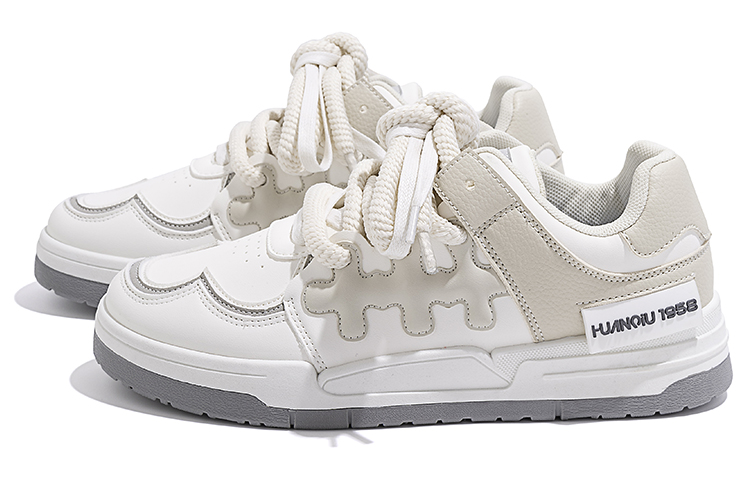 Lookbook Huanqiu Low Top 'Cream Patchwork' zapatillas parche crema. ZHQ-HY136MW