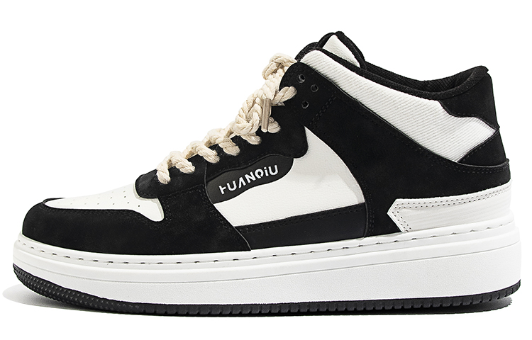 Buy 環球 HUANQIU 拼接斜紋百搭休閒透氣 中幫 板鞋 男款 白黑