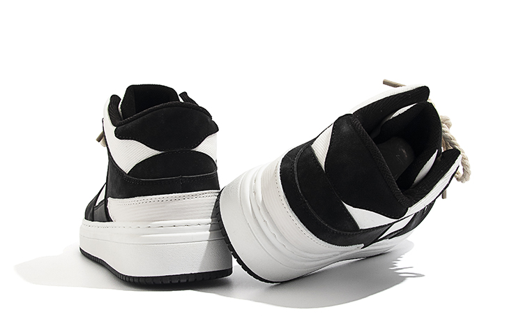 Shop 環球 HUANQIU 拼接斜紋百搭休閒透氣 中幫 板鞋 男款 白黑