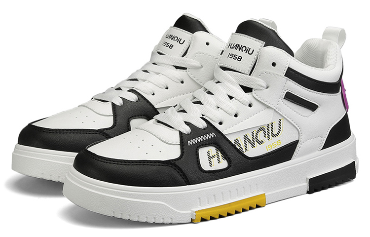 Lookbook Huanqiu Mid-Top Skateboard Sneakers 'Black Purple' HQ-KLCX377BV