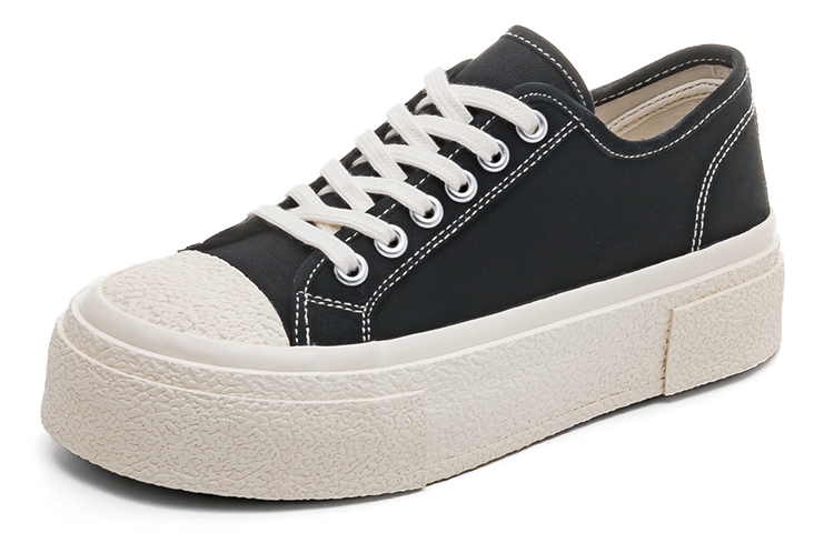 HUANQIU Minimalist Durable Breathable Low-Top Sneakers Black Global H23002 Black