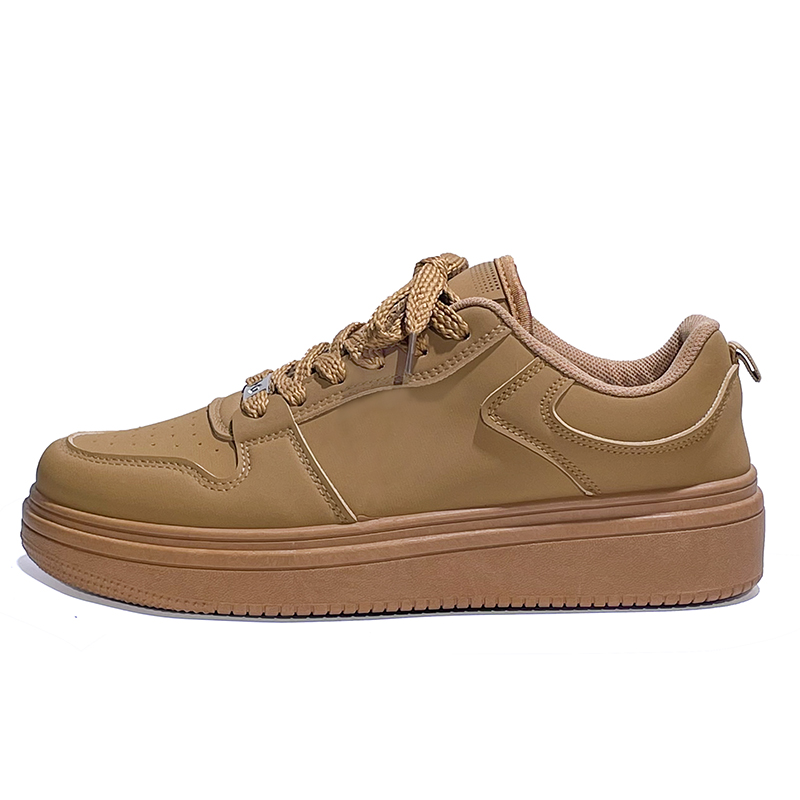 Huanqiu Wheat Air Force 1 Style Chunky Sole Casual Sneakers Deep Khaki SYXH110 Deep Earth Yellow