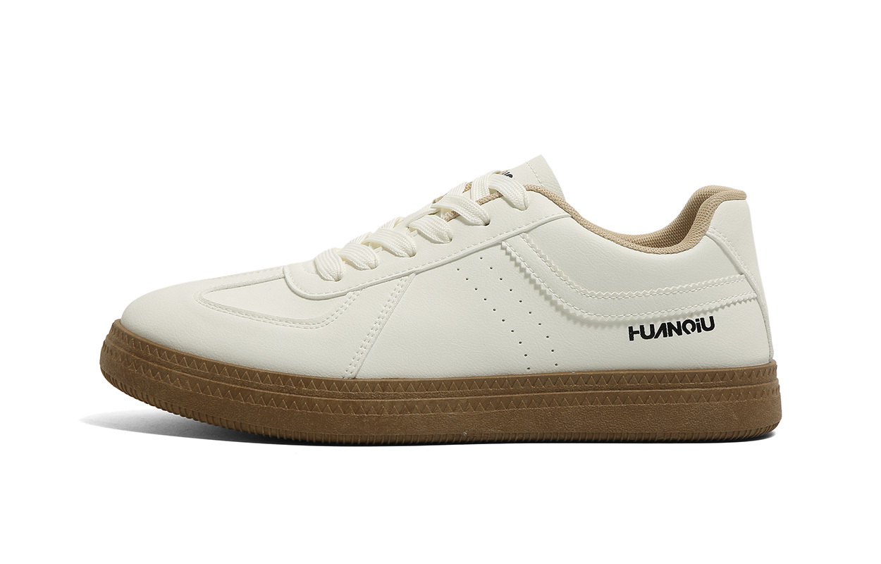 HUANQIU White Low-Top Casual Retro Sneakers Anti-Slip Durable Shoes YW-258007