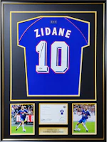 Huayi Taozhen Zinedine Zidane Autographed 1998 France Jersey with Frame & Certificate. 9185275 Huayi Taozhen Zinedine Zidane Autographed 1998 France Jersey with Frame & Certificate. 9185275