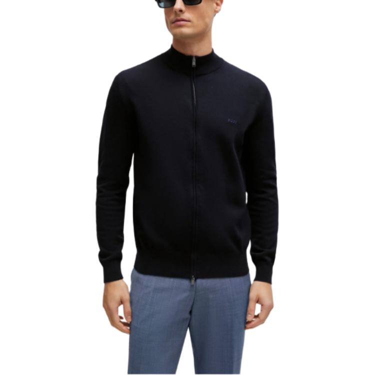 HUGO BOSS  Black Cotton Cardigan with Embroidered Logo in Regular Fit. 50505998-404 圖 4