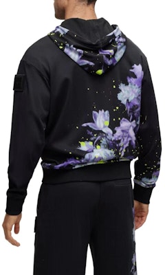 HUGO BOSS Black Floral Print Zip Hoodie Jacket Long Sleeve 50488820-001 Shop HUGO BOSS Black Floral Print Zip Hoodie Jacket Long Sleeve 50488820-001