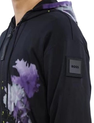 HUGO BOSS Black Floral Print Zip Hoodie Jacket Long Sleeve 50488820-001 Details for HUGO BOSS Black Floral Print Zip Hoodie Jacket Long Sleeve 50488820-001